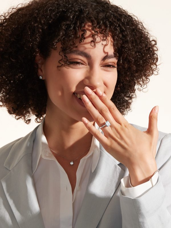 Model Smiling with Skydiamond Ring