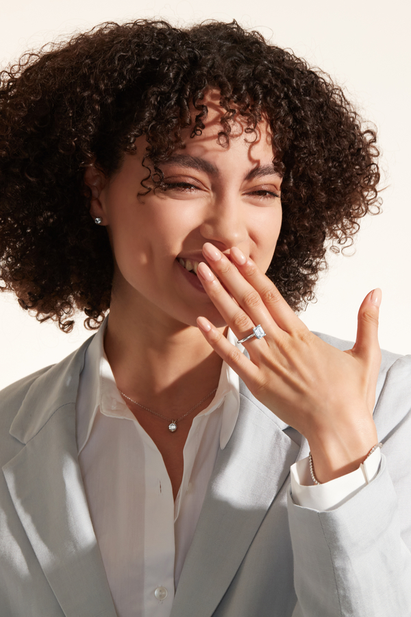 Model Smiling with Skydiamond Ring