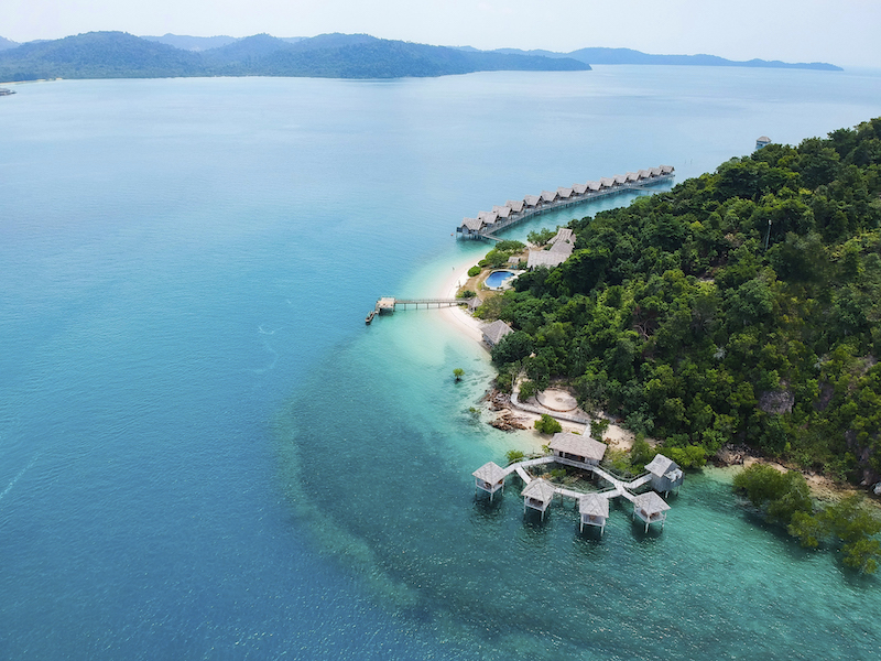 TPI Aerial View with Overwater Massage Huts TPI Aerial View with Overwater Massage Huts