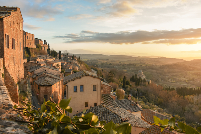 Sunset in Tuscany town in Italy